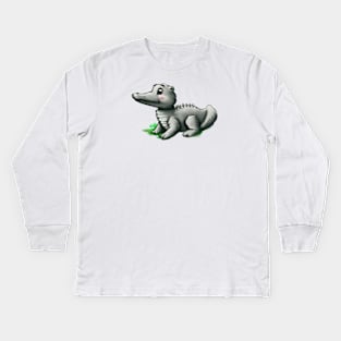 Cute Alligator Drawing Kids Long Sleeve T-Shirt